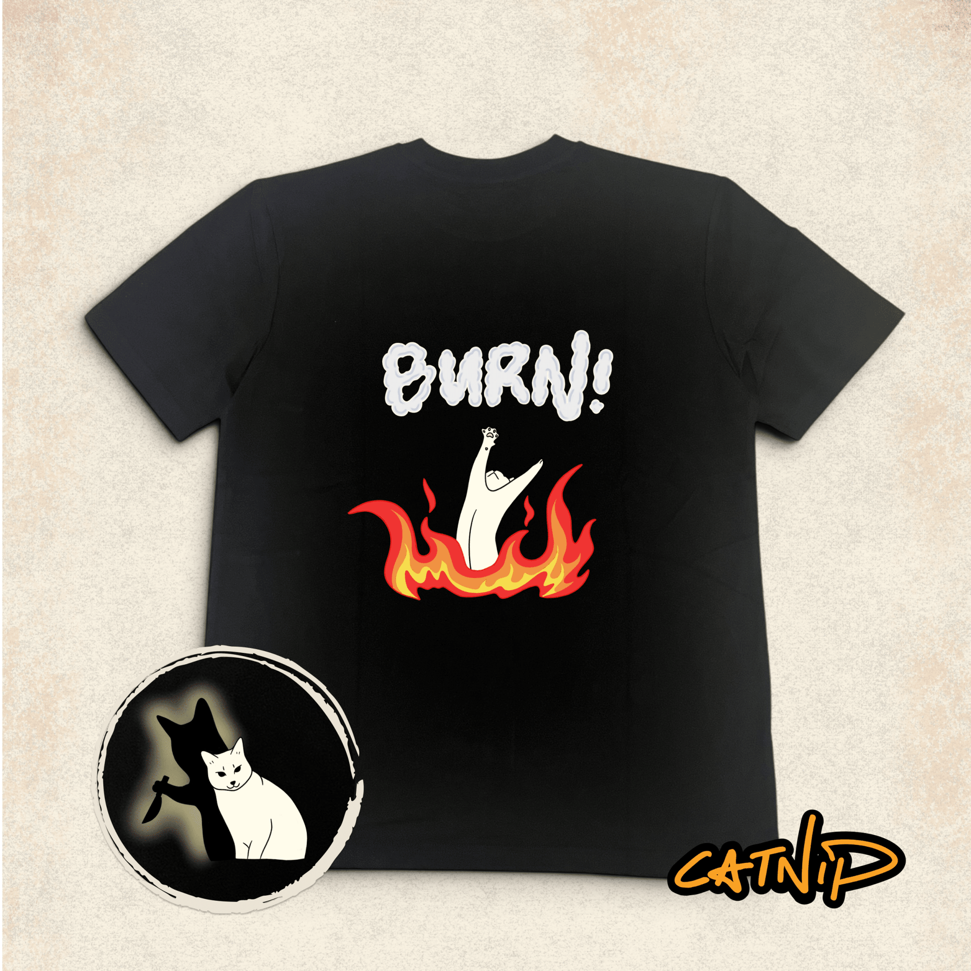 "Burn" - Unisex shortsleeve cat T-shirt - Catnip