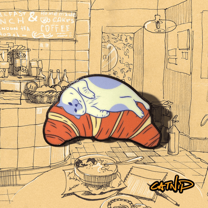 Cat Enamel Pin - Croissant bed - Catnip