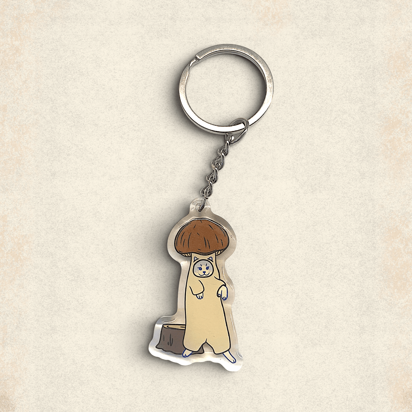 Cat Keychain - Brown Shroom Cat - Catnip