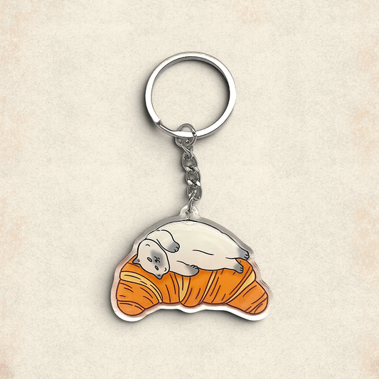 Cat Keychain - Croissant Bed - Catnip