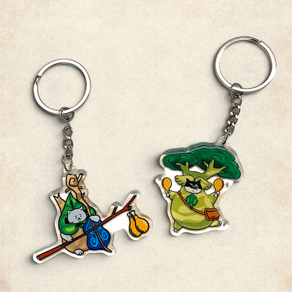 Cat Keychain - Hestu and Korok Seed - Catnip