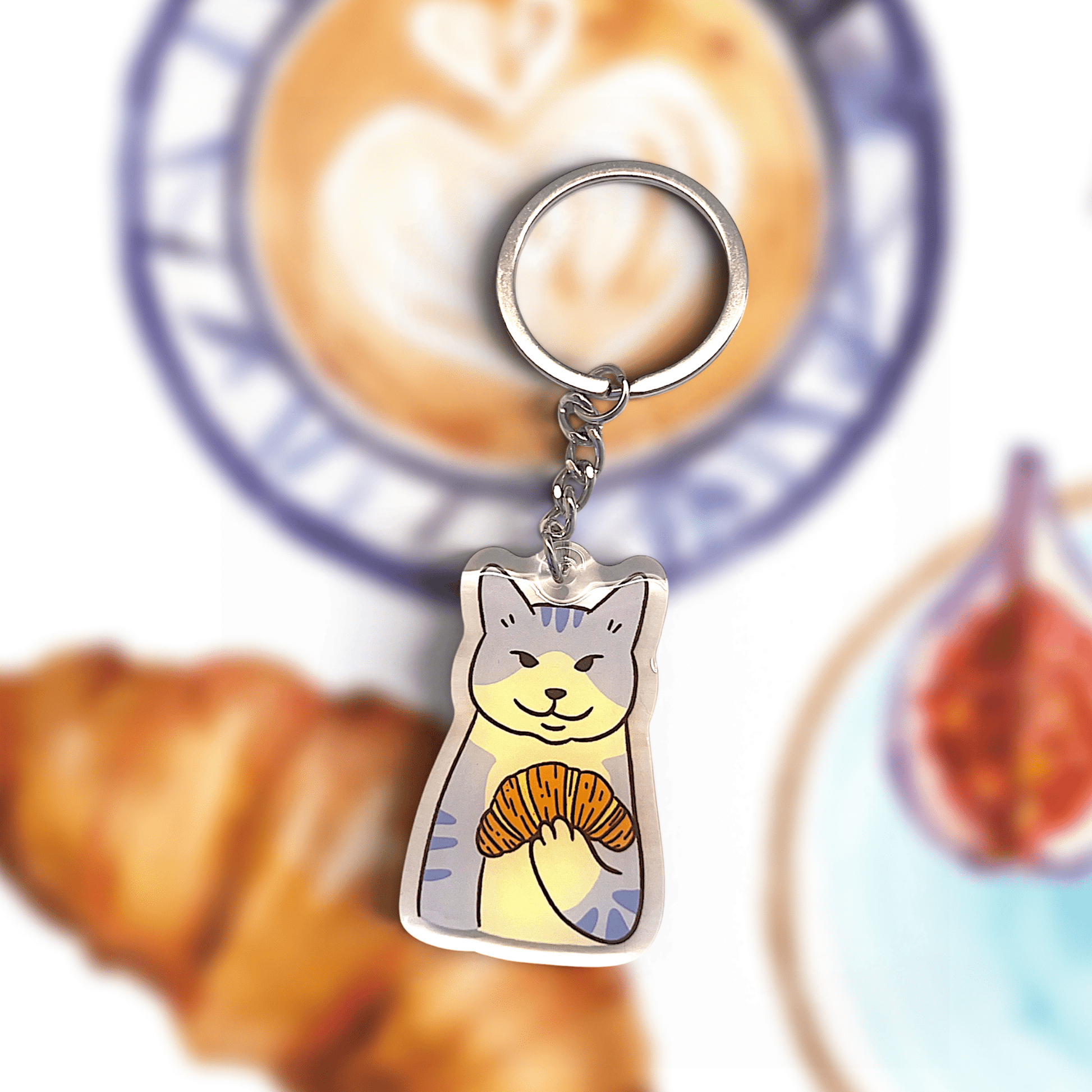 Cat Keychain - I love Croissants - Catnip