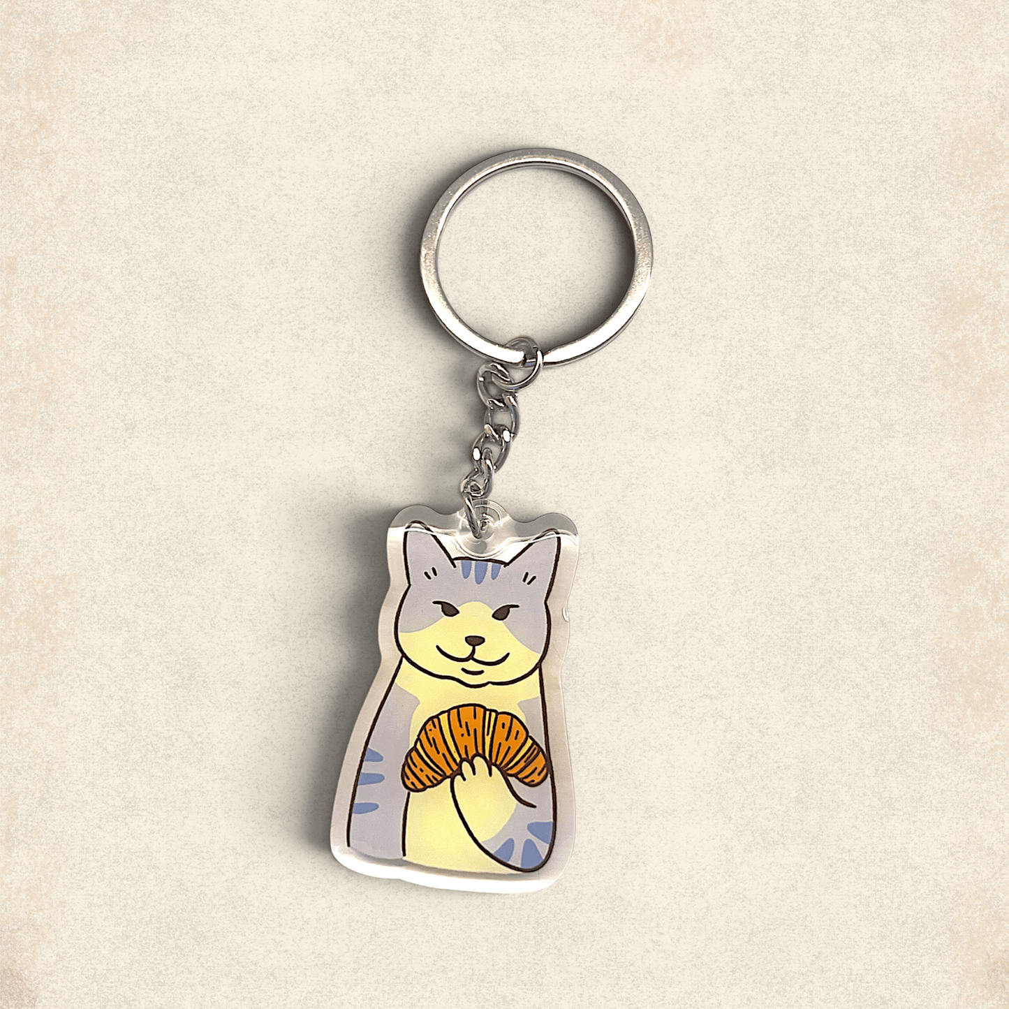 Cat Keychain - I love Croissants - Catnip