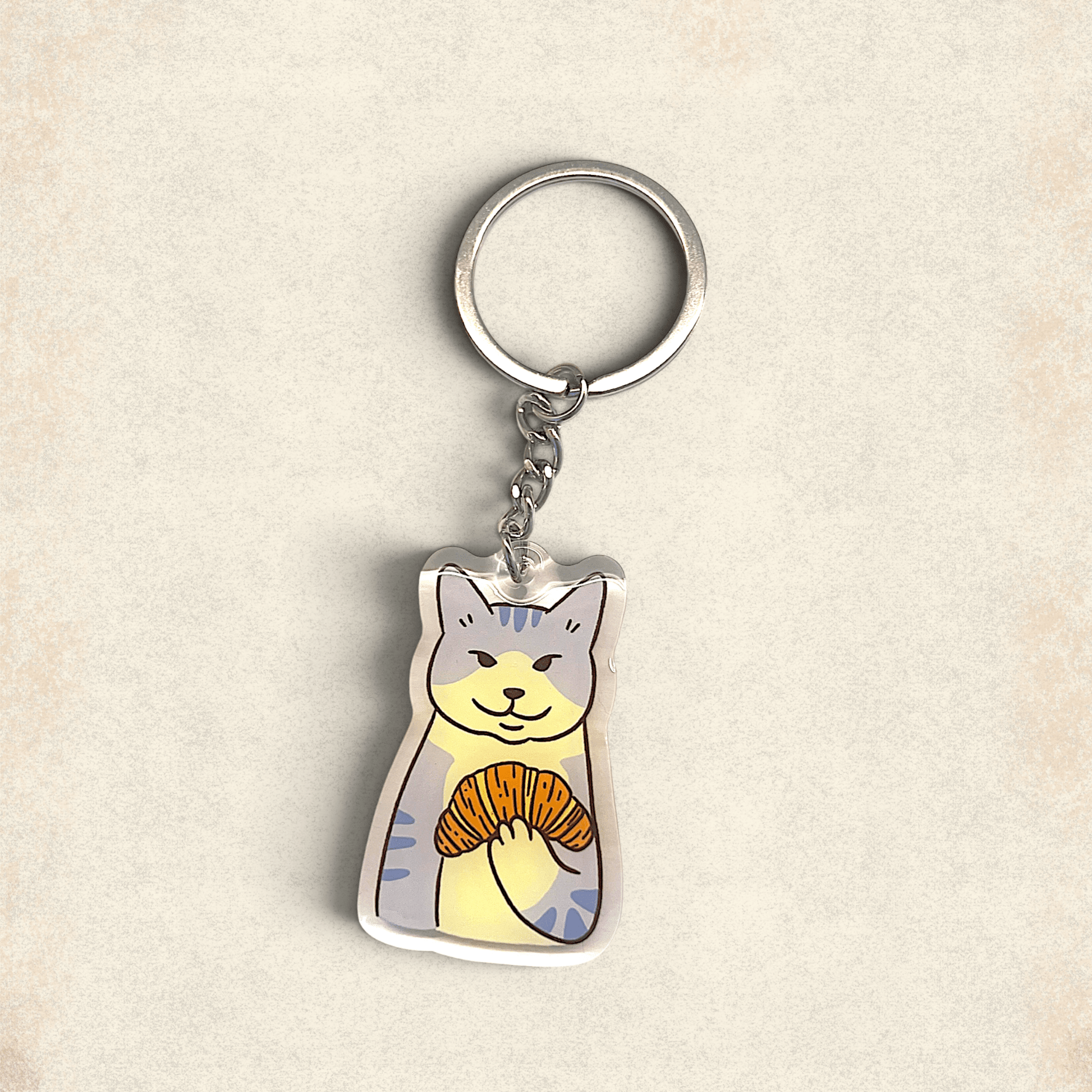 Cat Keychain - I love Croissants - Catnip