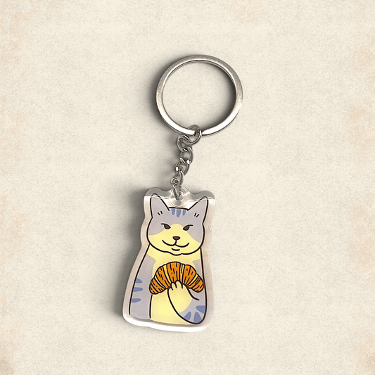 Cat Keychain - I love Croissants - Catnip
