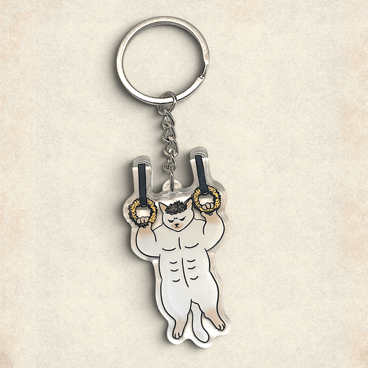 Cat Keychain - Nick the Gym Cat - Catnip