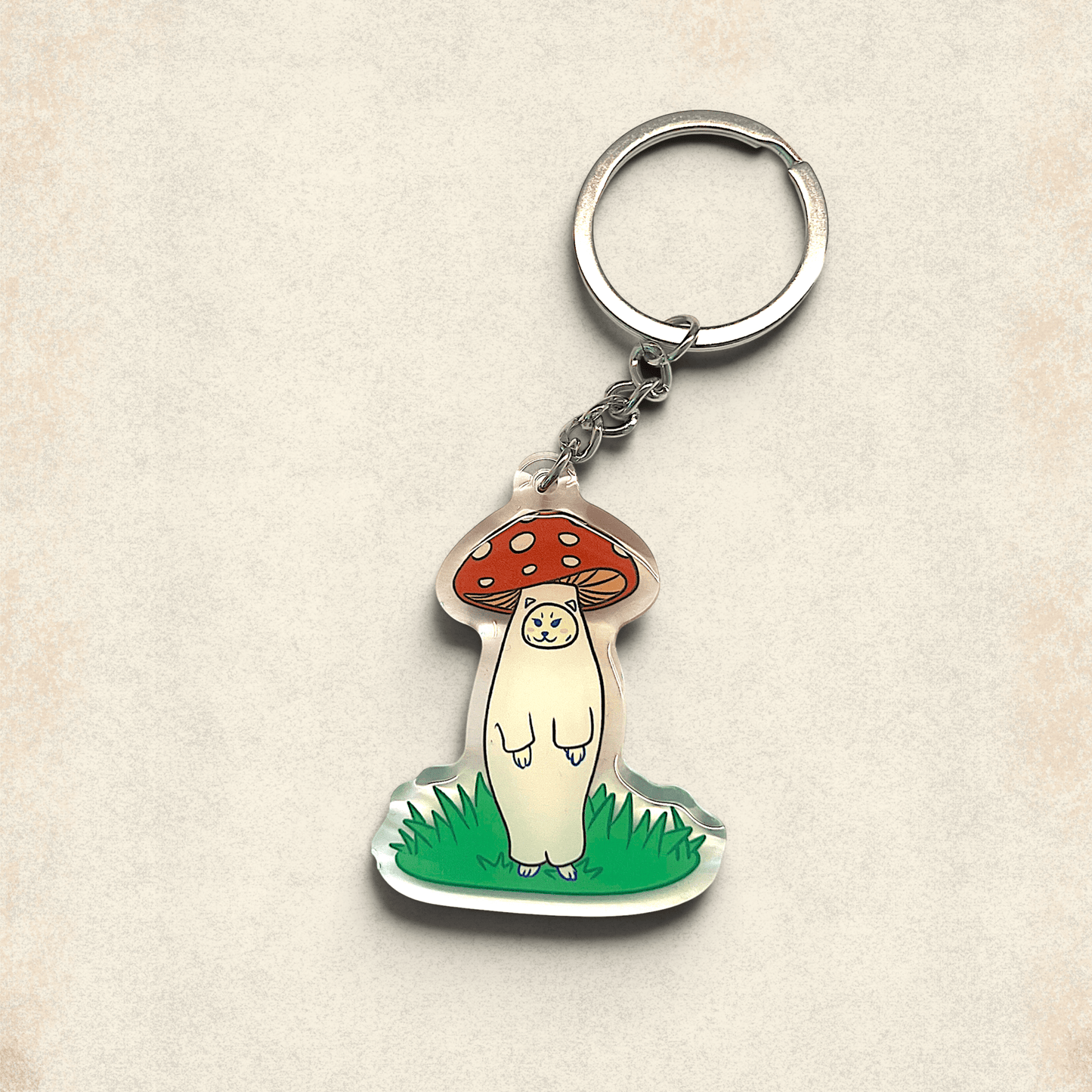Cat Keychain - Red Shroom Cat - Catnip
