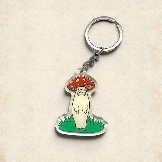 Cat Keychain - Red Shroom Cat - Catnip