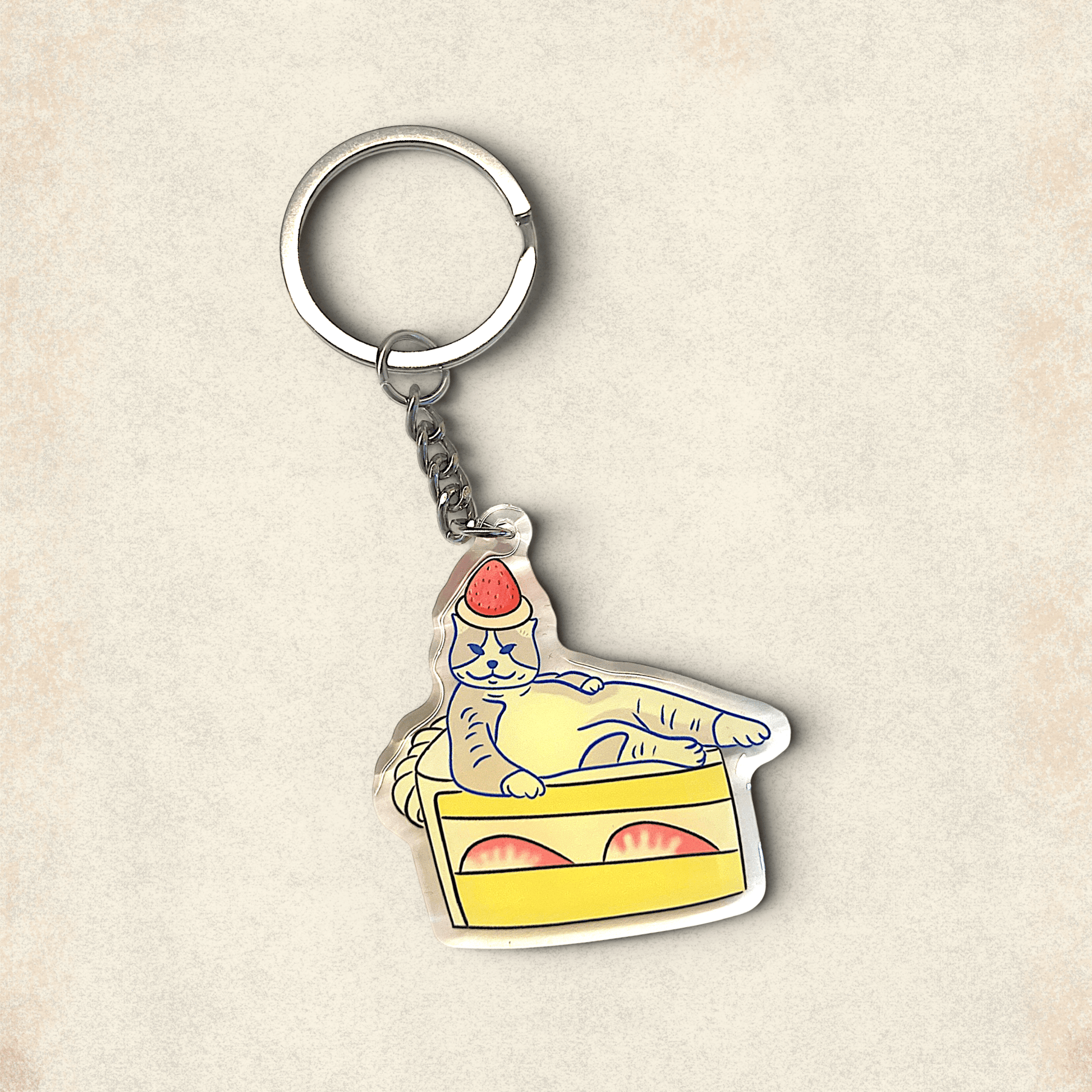 Cat Keychain - Strawberry Cake - Catnip