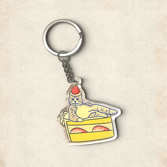 Cat Keychain - Strawberry Cake - Catnip