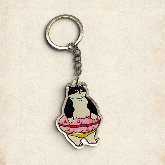 Cat Keychain - Stuck (Scarface and Little Grey) - Catnip