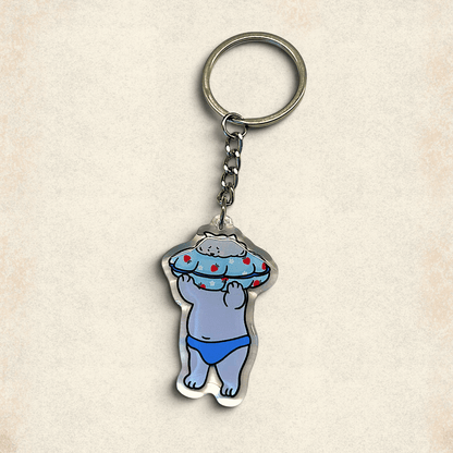 Cat Keychain - Stuck (Scarface and Little Grey) - Catnip