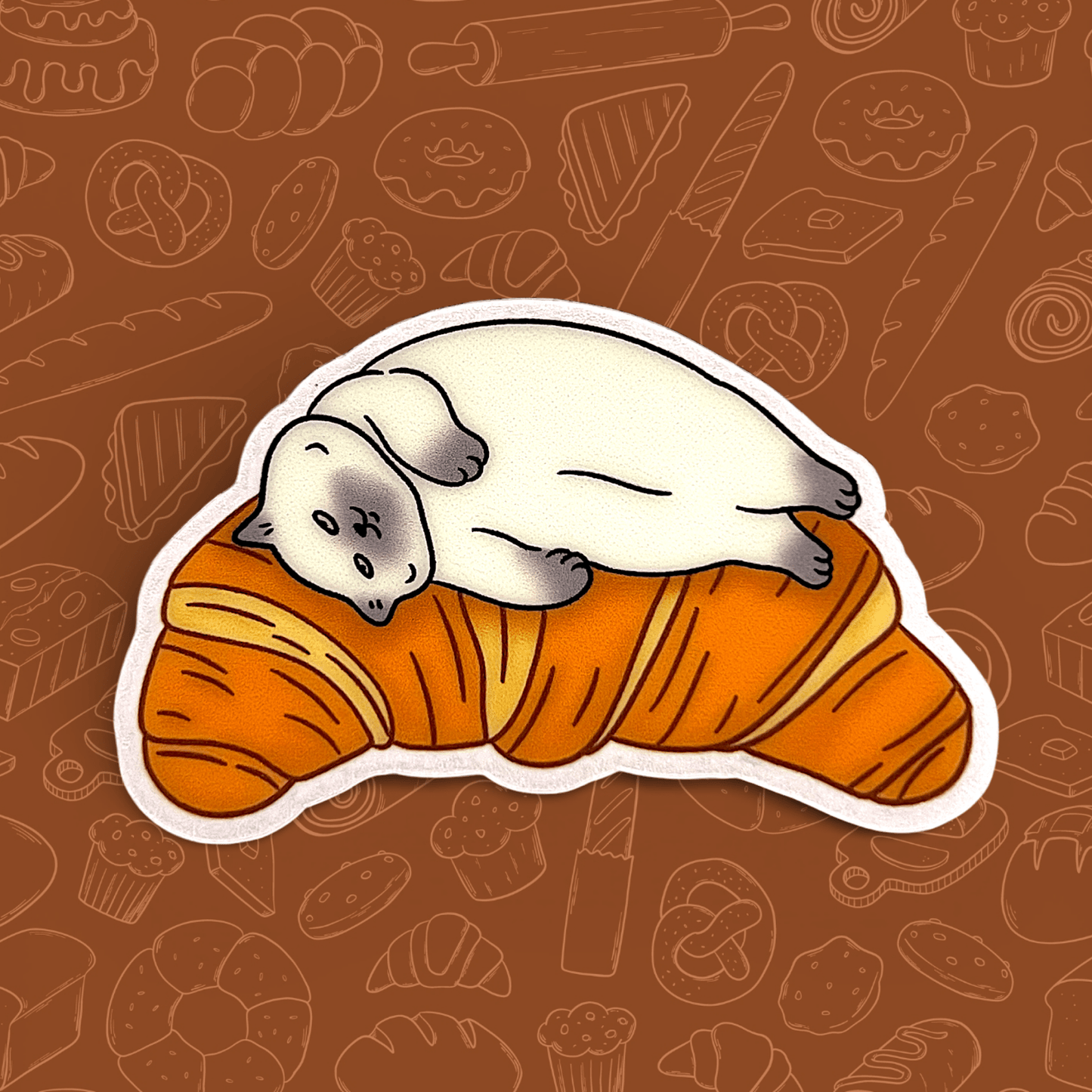 Cat sticker - Croissant bed - Catnip