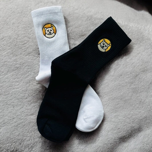 Embroidered cat socks - Catnip