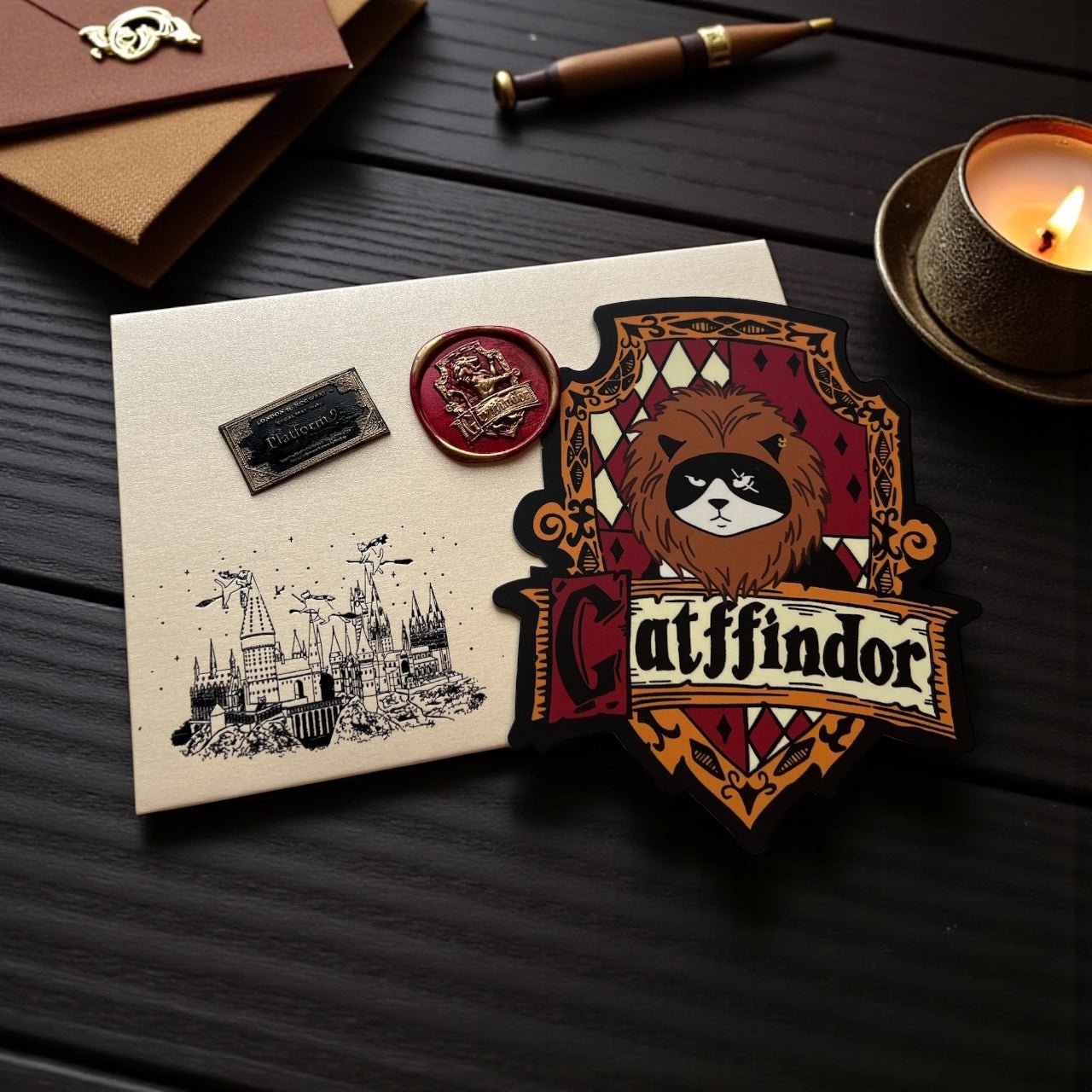 Harry Catter Die Cut Card Set (With hot - stamped envelope and wax stamp stickers) - Catnip