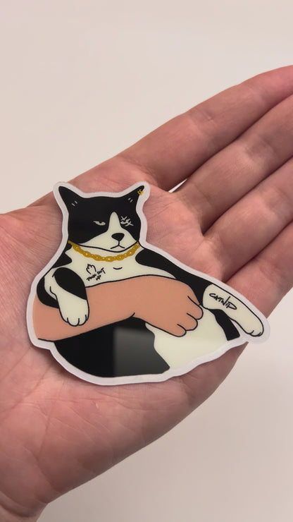 Cat sticker - Kneel human