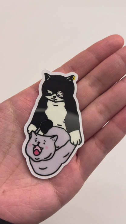 Cat sticker - Say my name (Scarface and Little Grey)