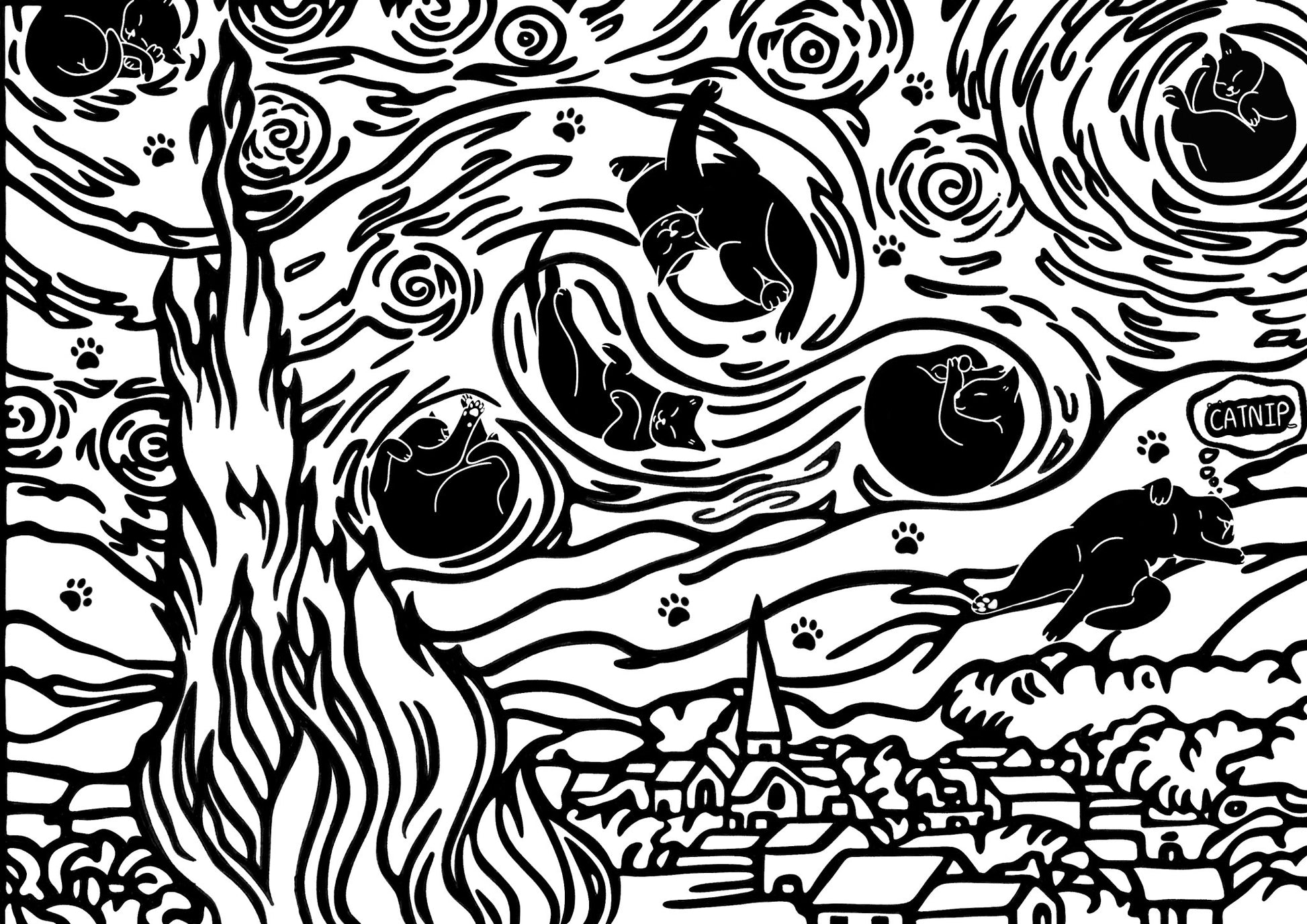 "Starry Night" - Art Print - Catnip