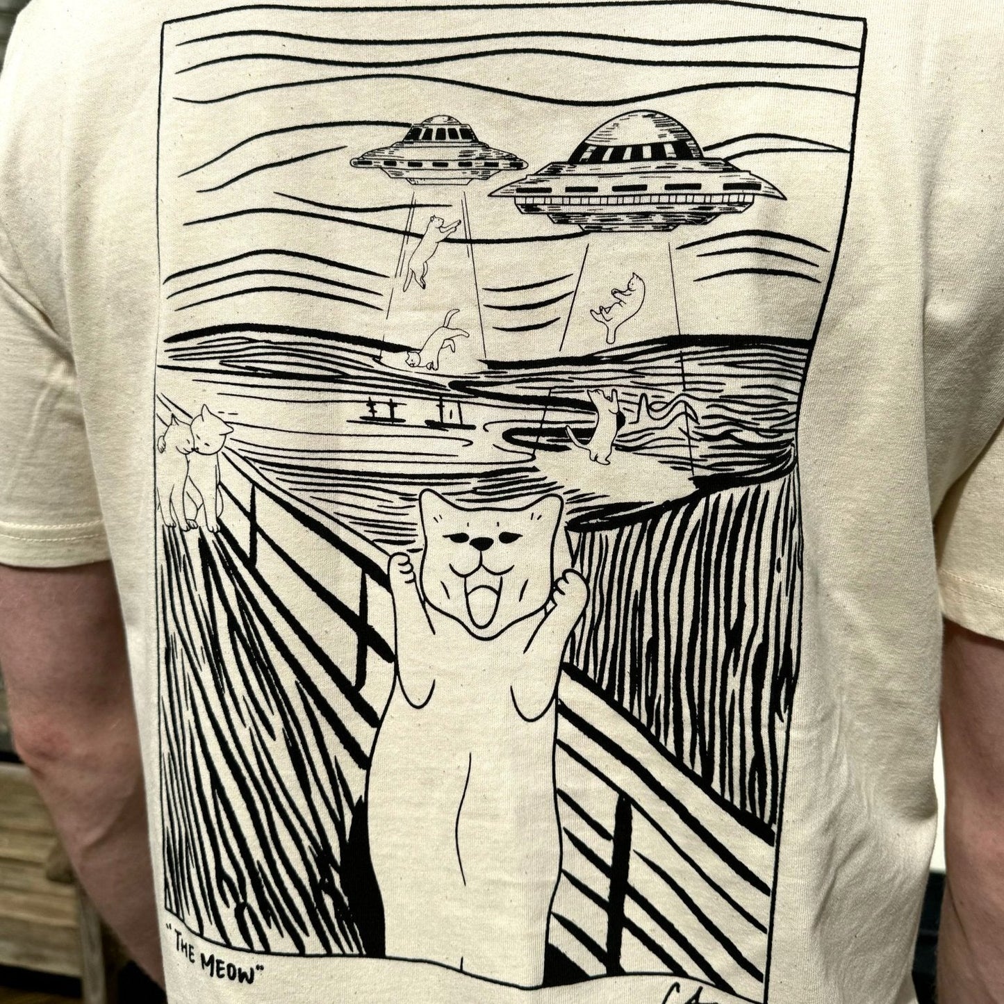 "The meow" - Hand screen printed unisex shortsleeve T-shirt - Catnip